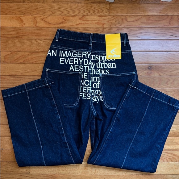 Scuffers Hollywood Blue Graphic Denim Wide-Leg Pants Size 32 for Women or Men - Picture 5 of 16